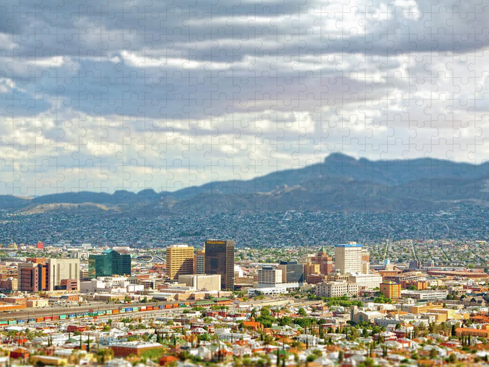 Abraham Chavez Theatre Jigsaw Puzzle featuring the photograph El Paso Texas Downtown View by SR Green