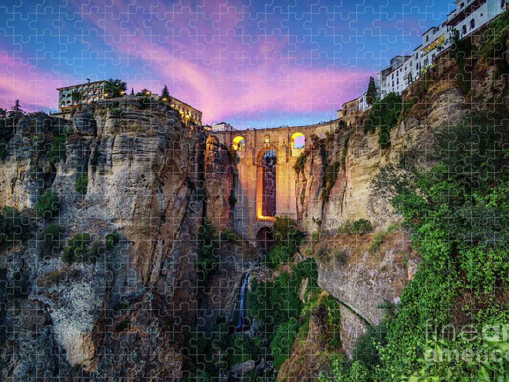 Spain Jigsaw Puzzle featuring the photograph El Tajo Canyon of Ronda Malaga Spain by Pablo Avanzini