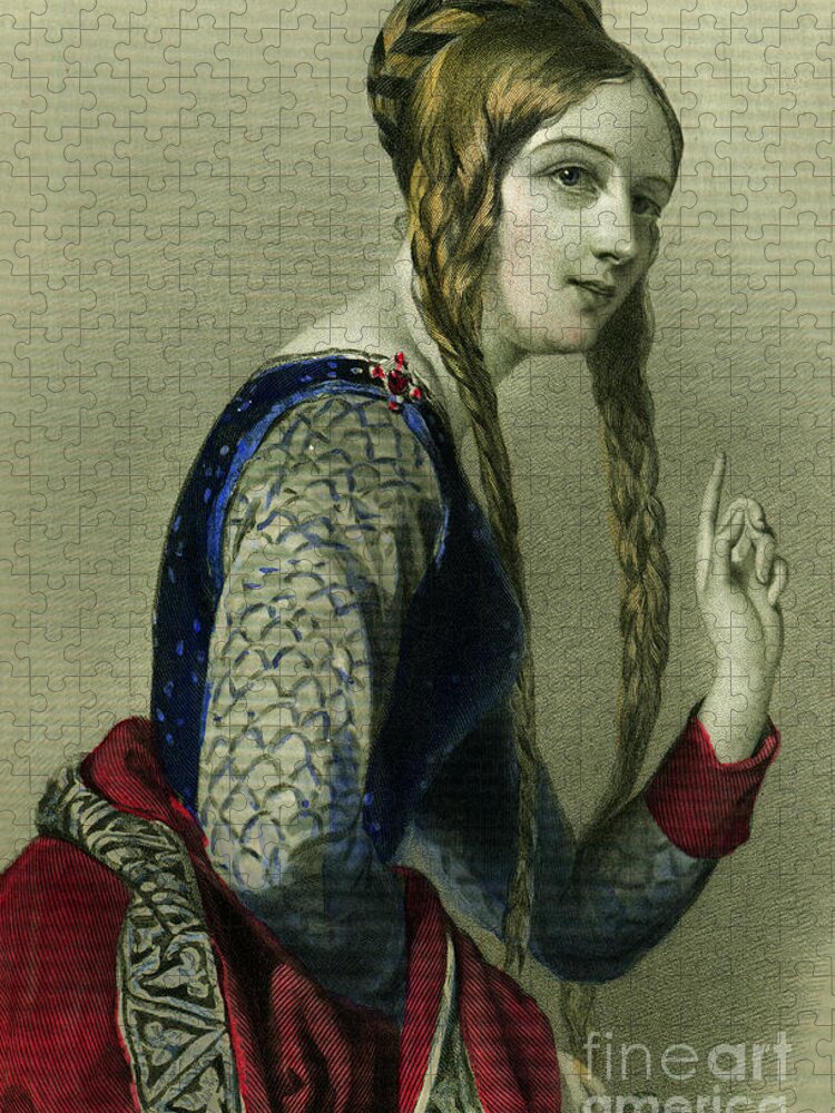 Eleanor Of Aquitaine Puzzle featuring the painting Eleanor of Aquitaine, Queen of Henry II by English School