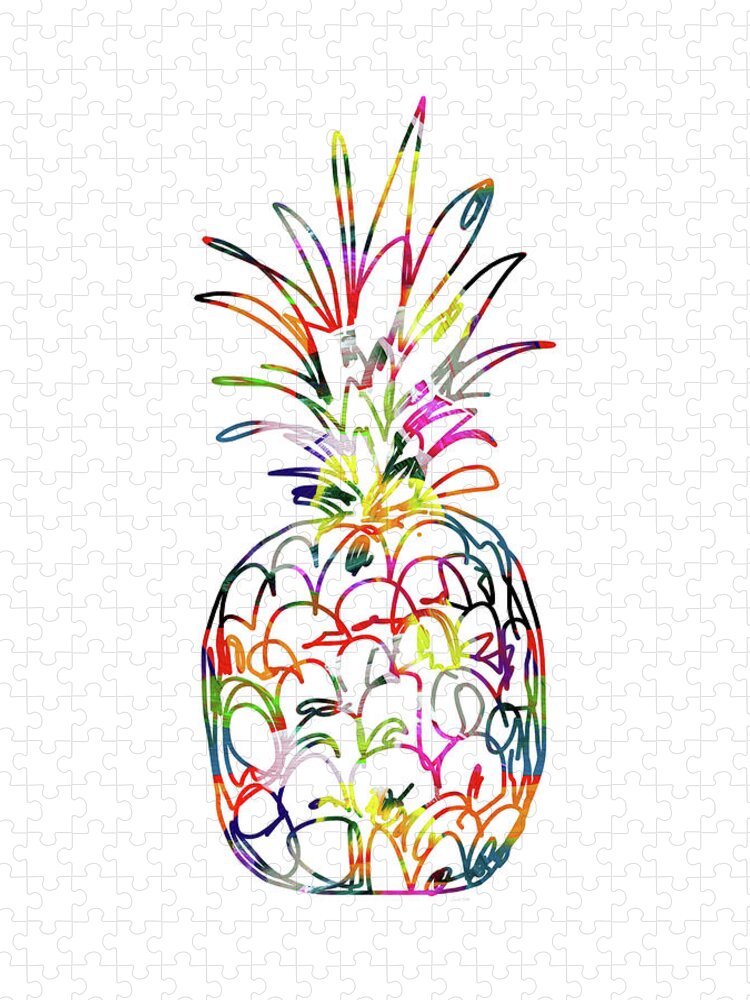 Pineapple Jigsaw Puzzle featuring the digital art Electric Pineapple - Art by Linda Woods by Linda Woods