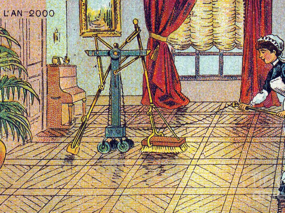 Science Jigsaw Puzzle featuring the photograph Electric Scrubber, 1900s French Postcard by Science Source