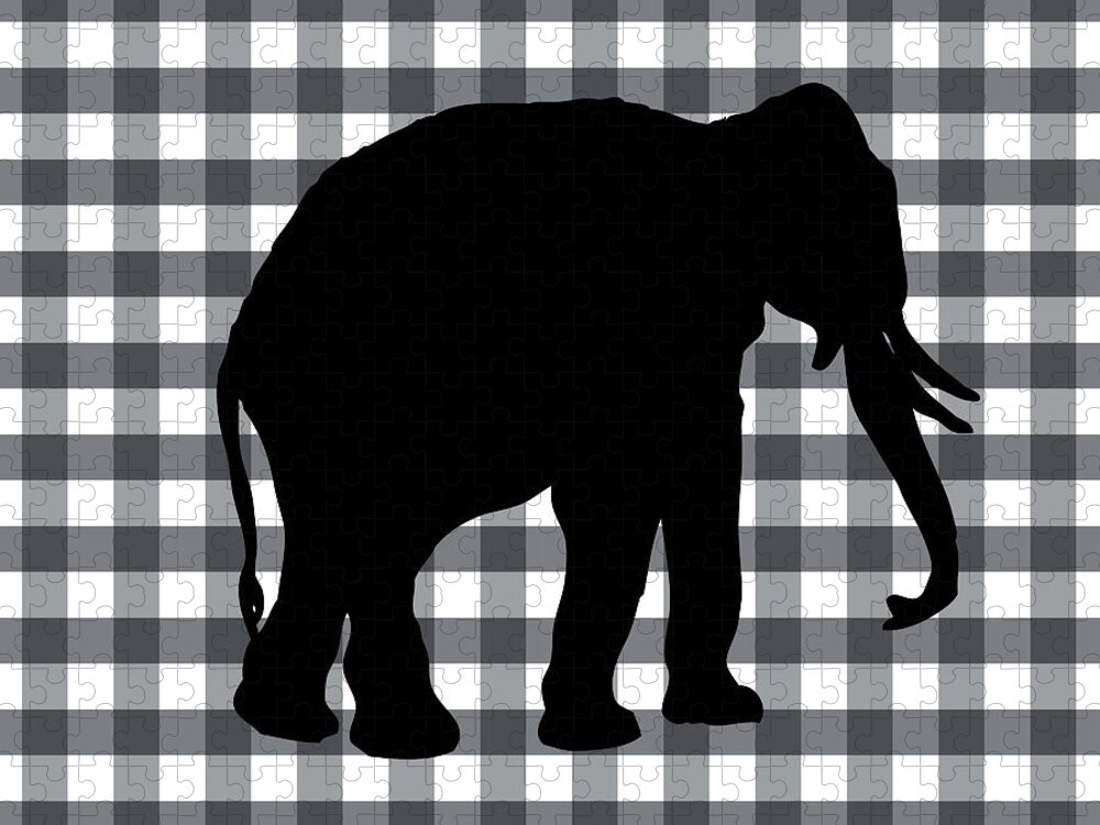 Elephant Puzzle featuring the digital art Elephant Silhouette by Linda Woods