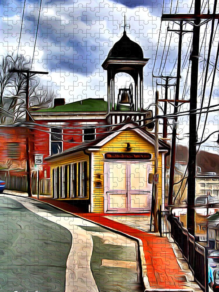 Ellicott Jigsaw Puzzle featuring the digital art Ellicott City Fire Museum by Stephen Younts