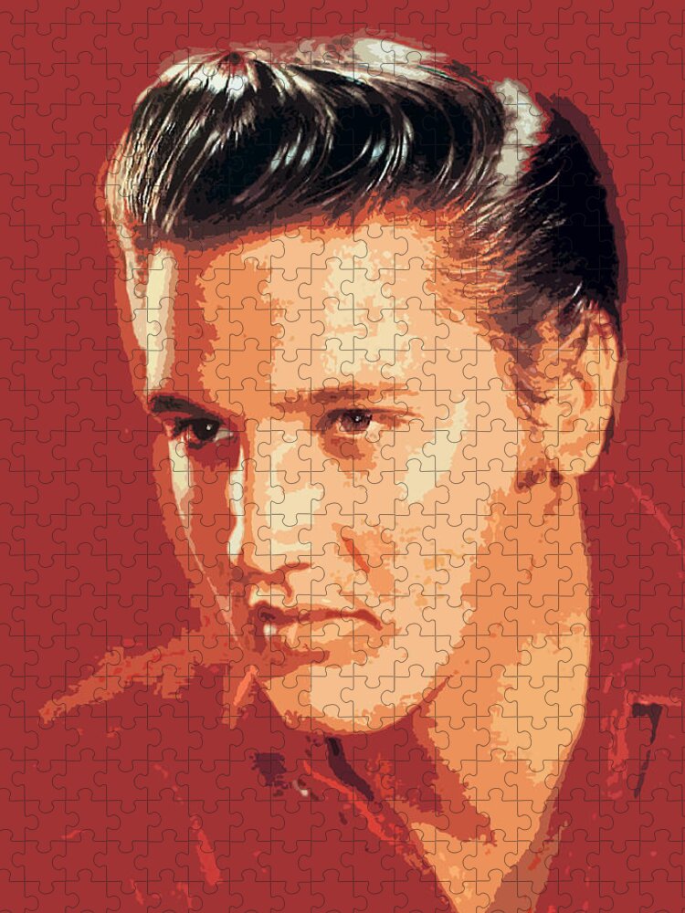 Elvis Presley Jigsaw Puzzle featuring the painting Elvis Presley - The King by David Lloyd Glover