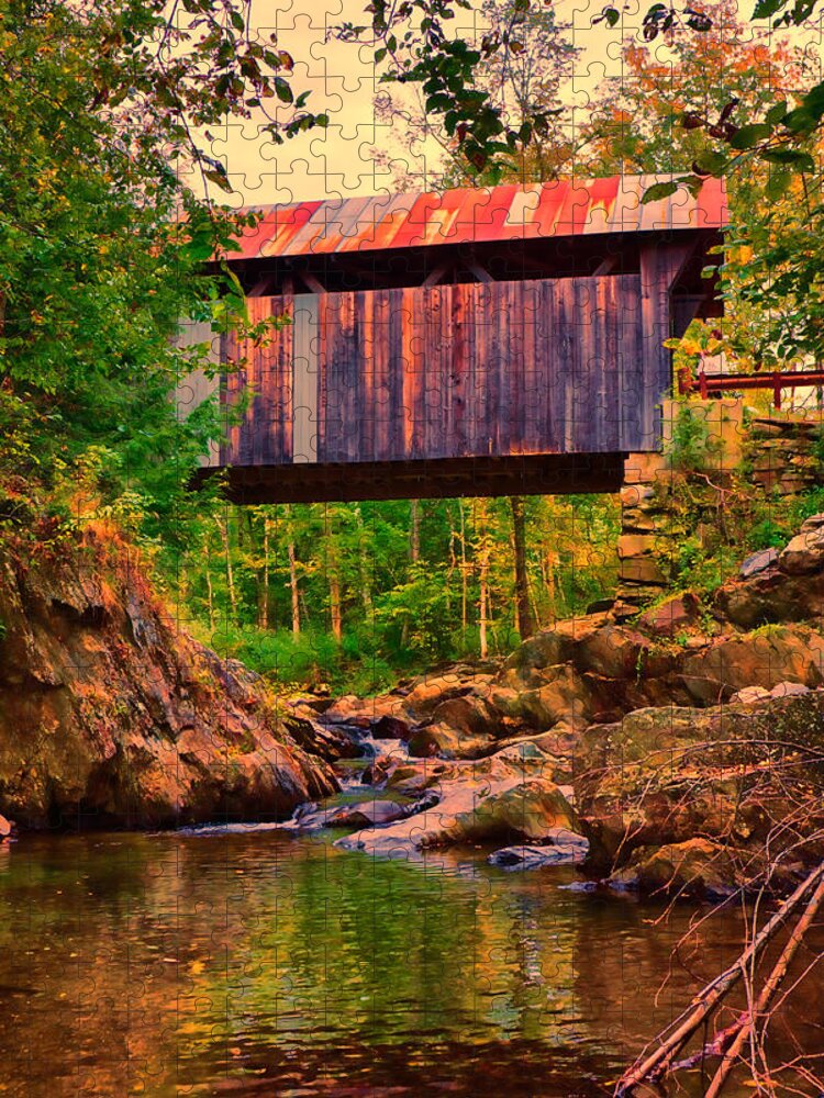 Gold Brook Covered Bridge Jigsaw Puzzle featuring the photograph Emily's covered bridge by Jeff Folger