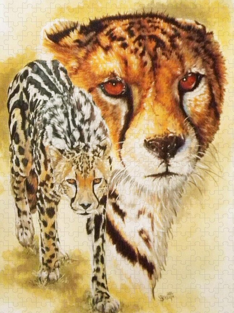 Cheetah Jigsaw Puzzle featuring the mixed media Eminence by Barbara Keith
