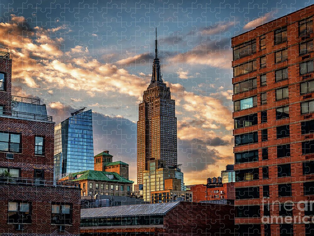 Flatiron Building Jigsaw Puzzle featuring the photograph Empire State Building Sunset Rooftop by Alissa Beth Photography
