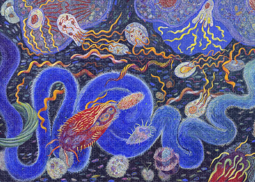 Biology Jigsaw Puzzle featuring the painting Endosymbiosis by Shoshanah Dubiner