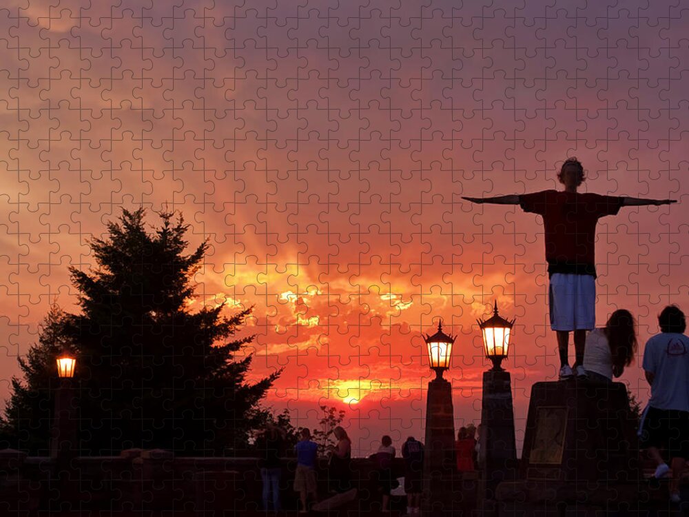Enjoying A Sunset Jigsaw Puzzle featuring the photograph Enjoying A Sunset by Wes and Dotty Weber