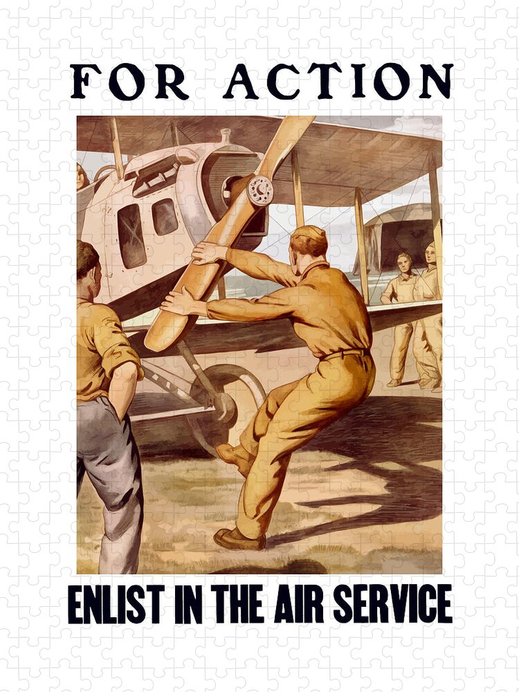 Air Force Jigsaw Puzzle featuring the painting Enlist In The Air Service by War Is Hell Store