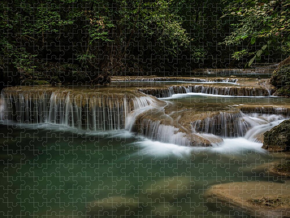 Landscape Jigsaw Puzzle featuring the photograph Erawan Falls by Scott Cunningham