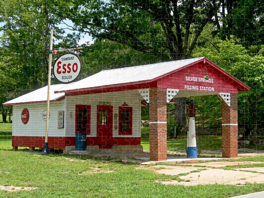 Esso Filling Station Jigsaw Puzzle featuring the photograph Esso Station by Greg Joens