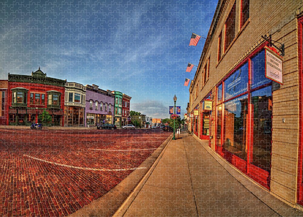 Evansville Wi Main Street Americana Wisconsin Horizontal Jigsaw Puzzle featuring the photograph Evansville WI Main St by Peter Herman