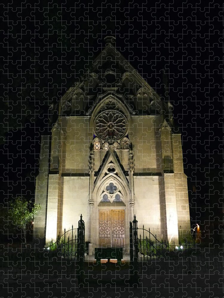 Photography Jigsaw Puzzle featuring the photograph Evening at Loretto Chapel Santa Fe by Kurt Van Wagner