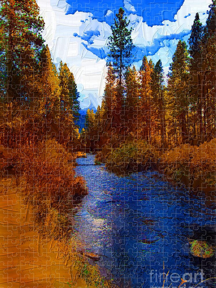 Diane Berry Jigsaw Puzzle featuring the painting Evening Hatch on the Metolius Painting by Diane E Berry
