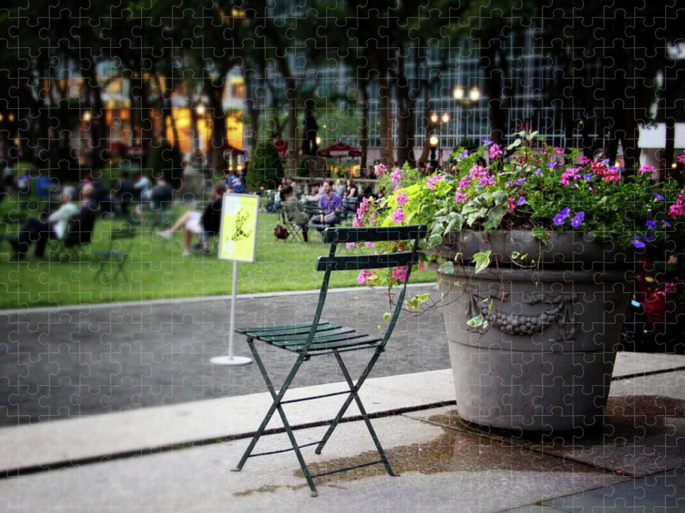 Bryant Park Jigsaw Puzzle featuring the photograph Evening In Bryant Park- Photography by Linda Woods by Linda Woods