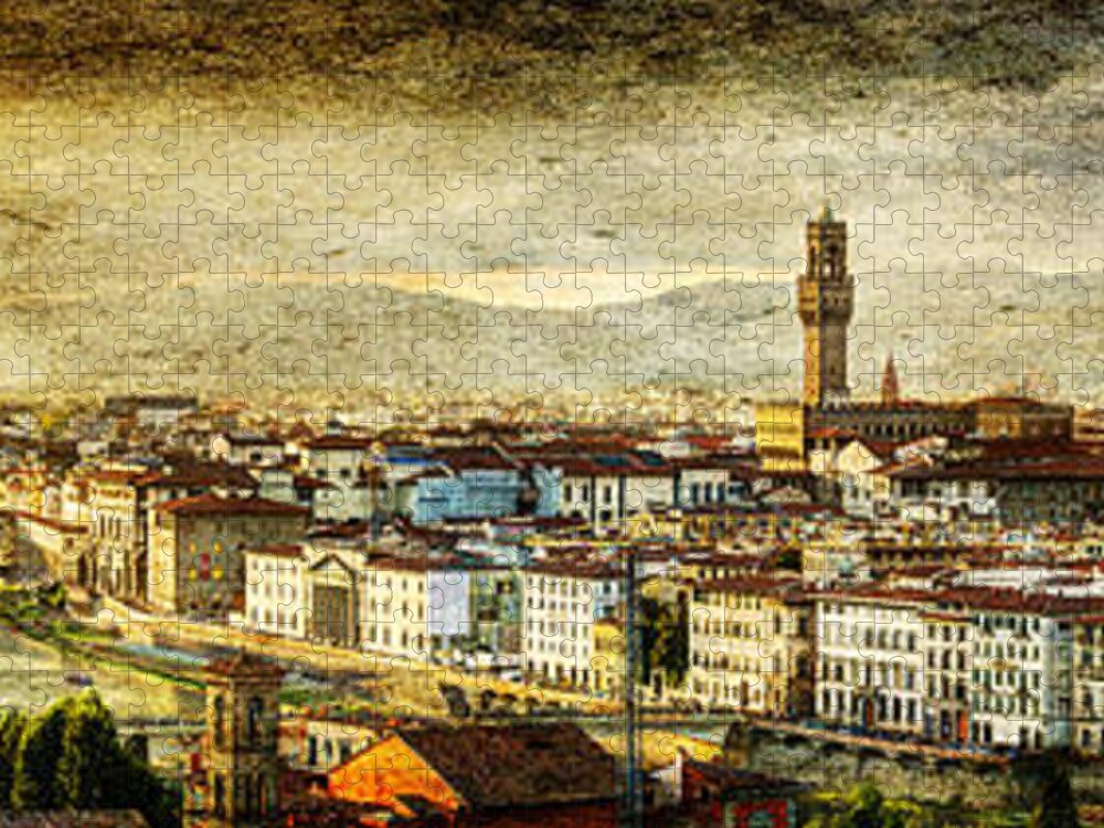 Florence Jigsaw Puzzle featuring the photograph Evening in Florence - Vintage Version by Weston Westmoreland