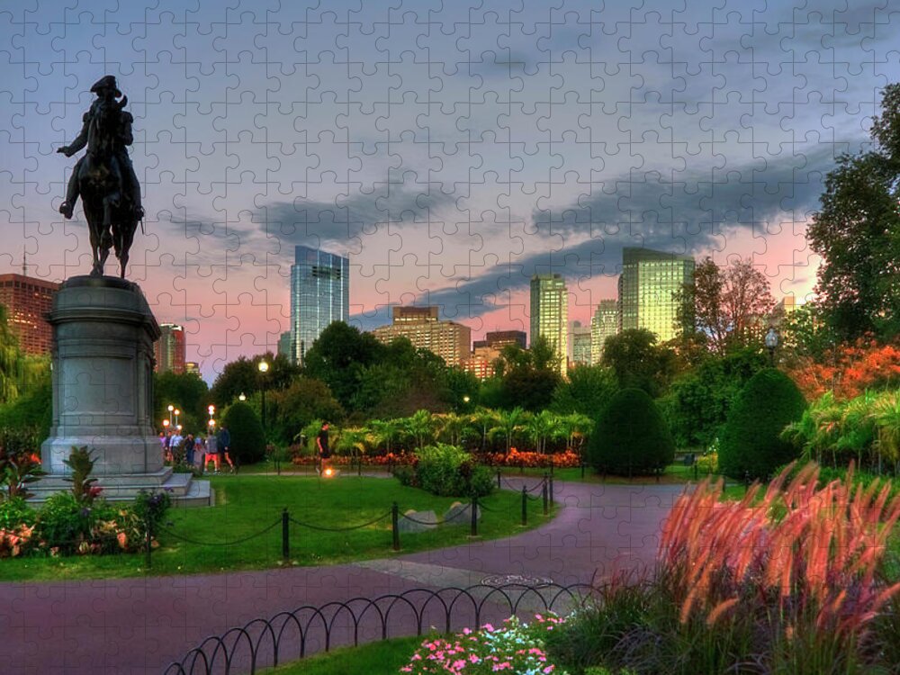 Boston Public Garden Jigsaw Puzzle featuring the photograph Evening in the Boston Public Garden by Joann Vitali