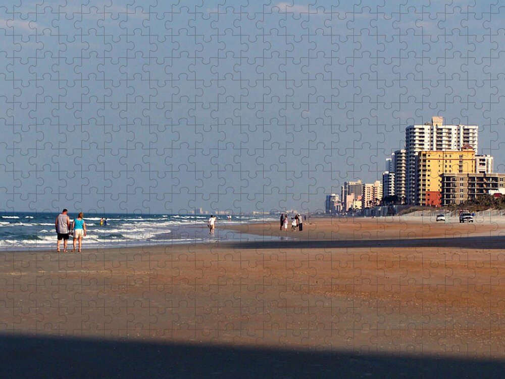 Beach Jigsaw Puzzle featuring the photograph Evening Stroll by Peggy Urban