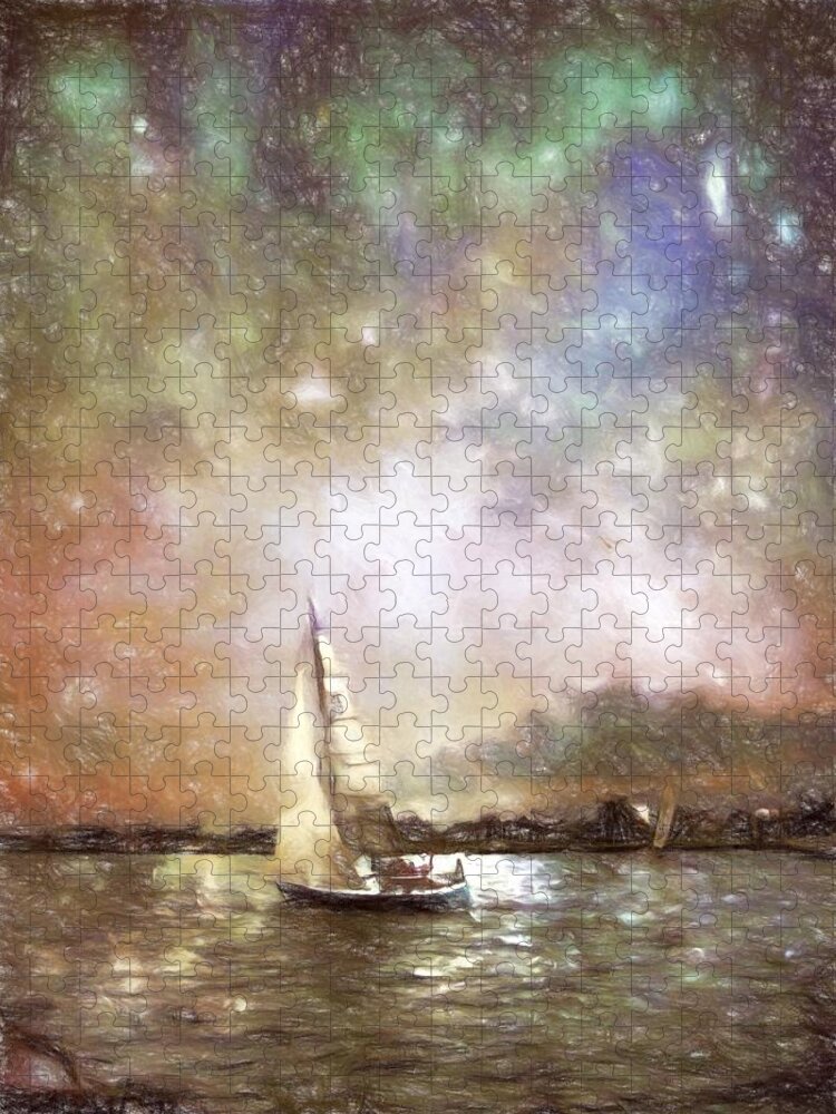 Ship Jigsaw Puzzle featuring the photograph EvenSail by Kathy Bassett