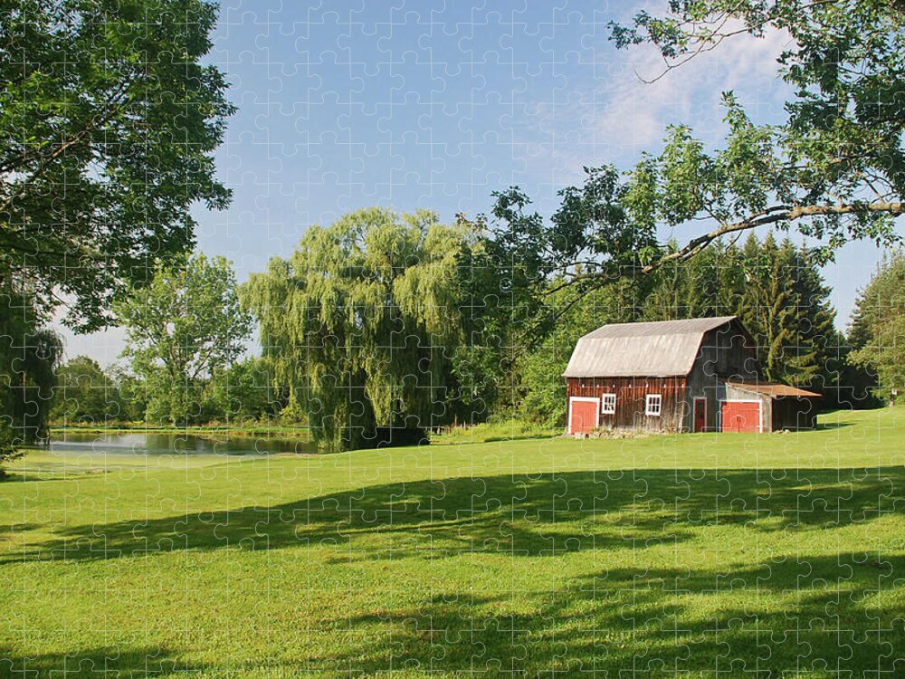 Barn Jigsaw Puzzle featuring the photograph Evergreen Trails 7525 by Guy Whiteley
