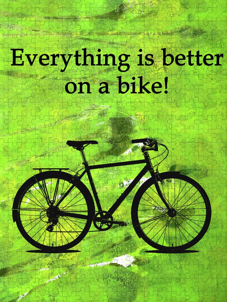 Bicycle Jigsaw Puzzle featuring the digital art Everything is Better on A Bike by Nancy Merkle