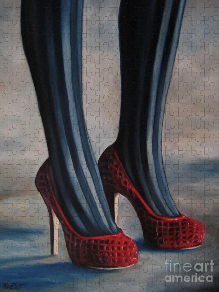 Noewi Jigsaw Puzzle featuring the painting Evil Shoes by Jindra Noewi