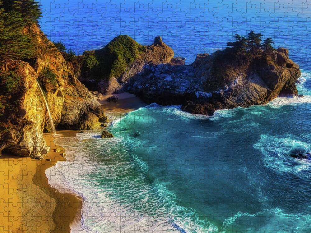 Big Sur California Jigsaw Puzzle featuring the photograph Exotic Big Sur Waterfall by Garry Gay