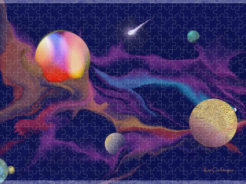 Cosmos Jigsaw Puzzle featuring the digital art Exotic Worlds 2 by Kae Cheatham