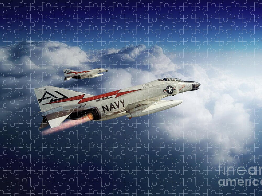 F-4 Jigsaw Puzzle featuring the digital art F-4 Phantom VF-74 by Airpower Art