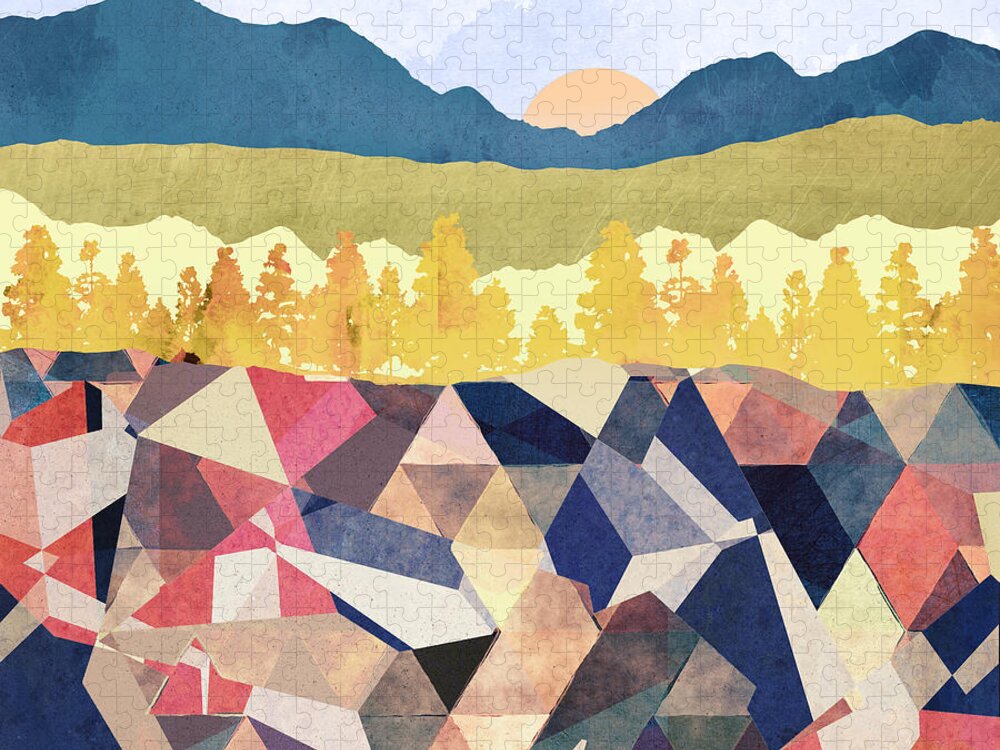 Fall Jigsaw Puzzle featuring the digital art Fall Afternoon Light by Spacefrog Designs