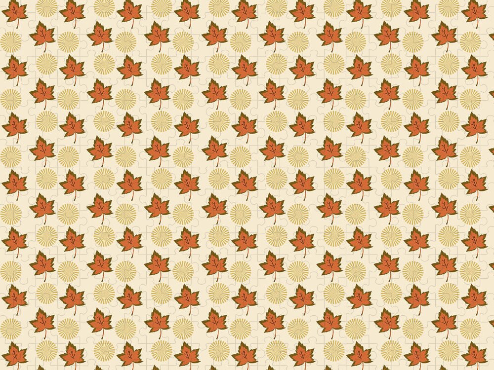 Leaves Jigsaw Puzzle featuring the digital art Fall leaves light pattern by Silvia Ganora