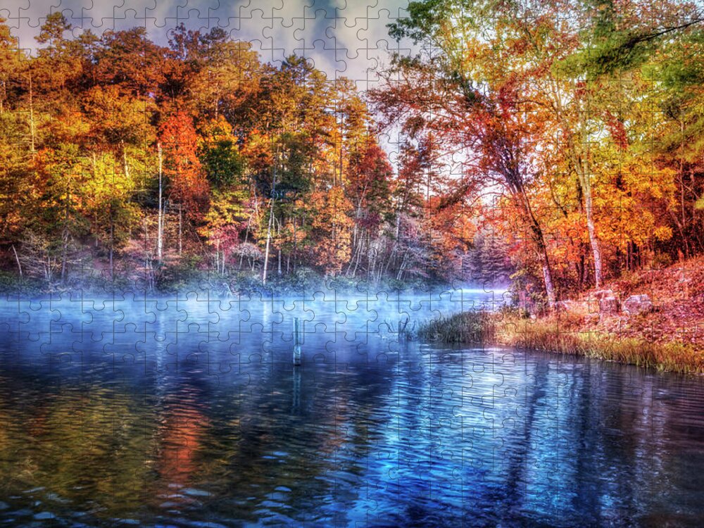 Appalachia Jigsaw Puzzle featuring the photograph Fall on the Lake by Debra and Dave Vanderlaan