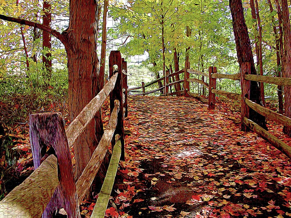 Nature Jigsaw Puzzle featuring the photograph Fall Pathway by Linda Carruth