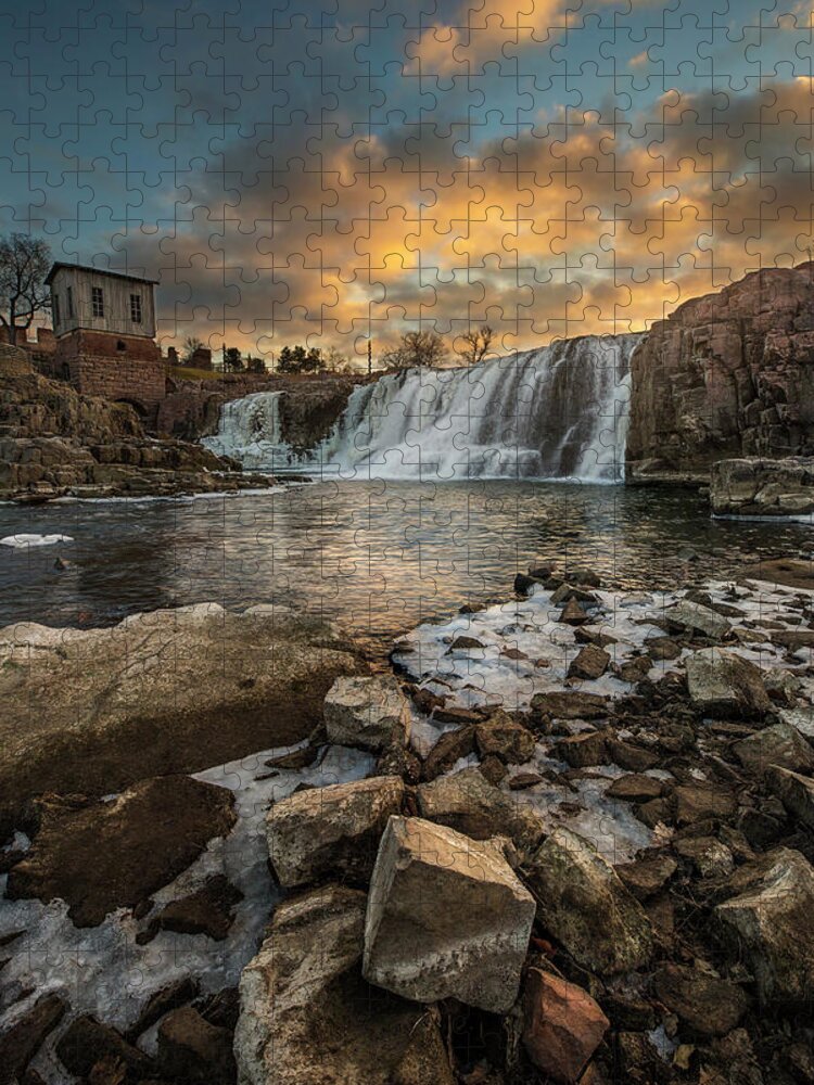 Sioux Falls Jigsaw Puzzle featuring the photograph Falls by Aaron J Groen