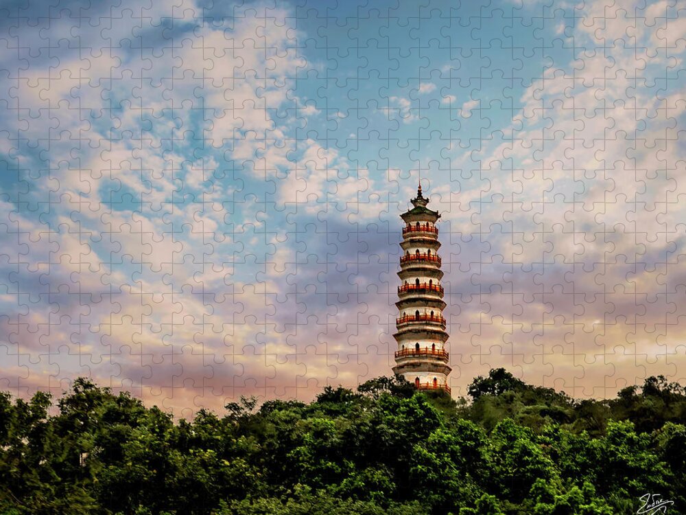 Pagoda Jigsaw Puzzle featuring the photograph Far Distant Pagoda by Endre Balogh