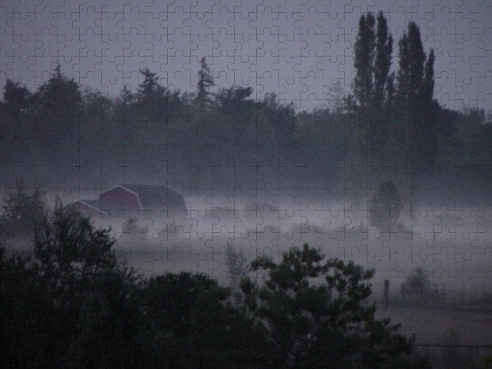 Farm Jigsaw Puzzle featuring the photograph Farm in Fog by Shirley Heyn
