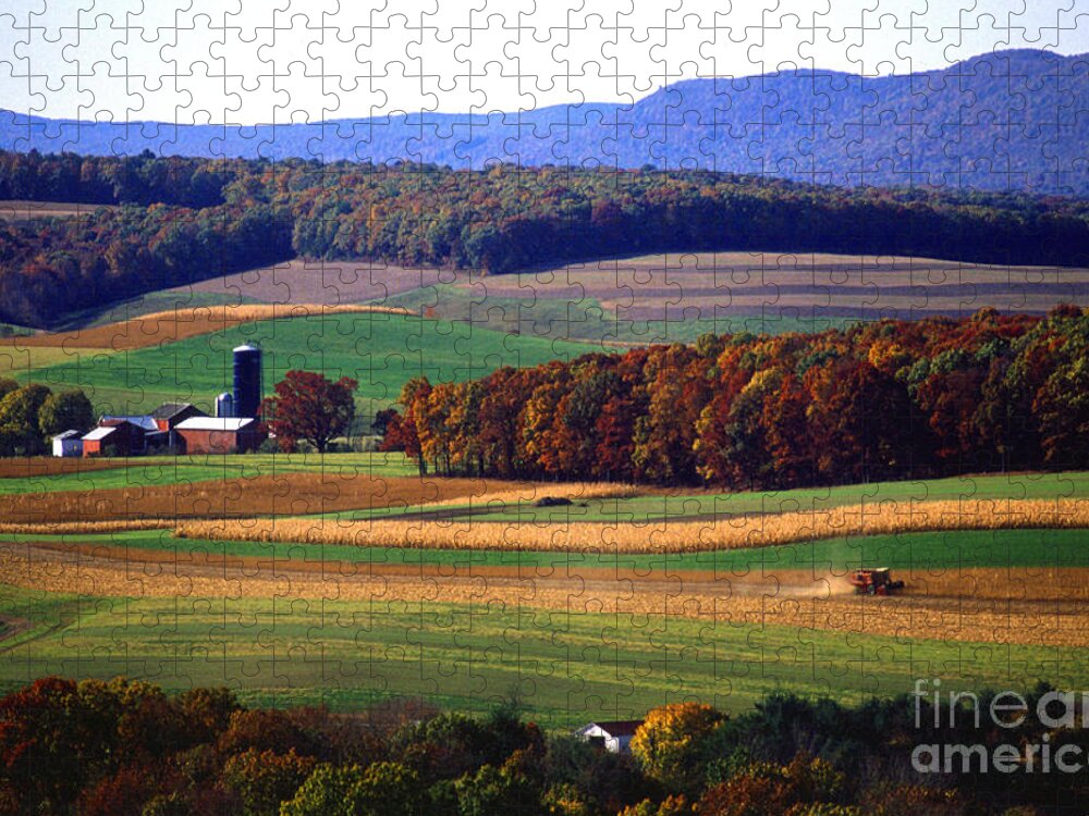 Landscape Jigsaw Puzzle featuring the photograph Farm near Klingerstown by USDA and Photo Researchers