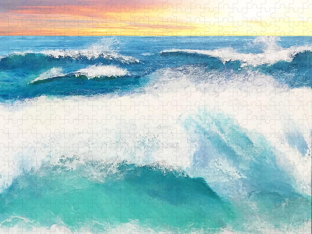 Ocean Jigsaw Puzzle featuring the painting Farthest Ocean by Linda Bailey
