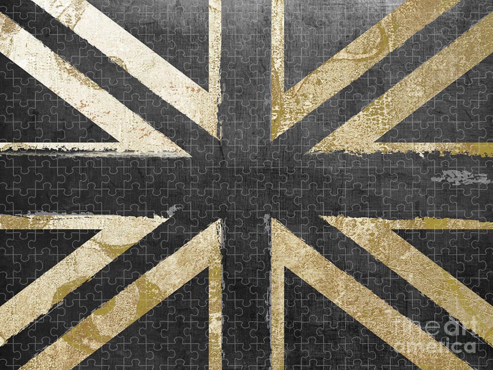 Britain Jigsaw Puzzle featuring the painting Fashion Flag United Kingdom by Mindy Sommers