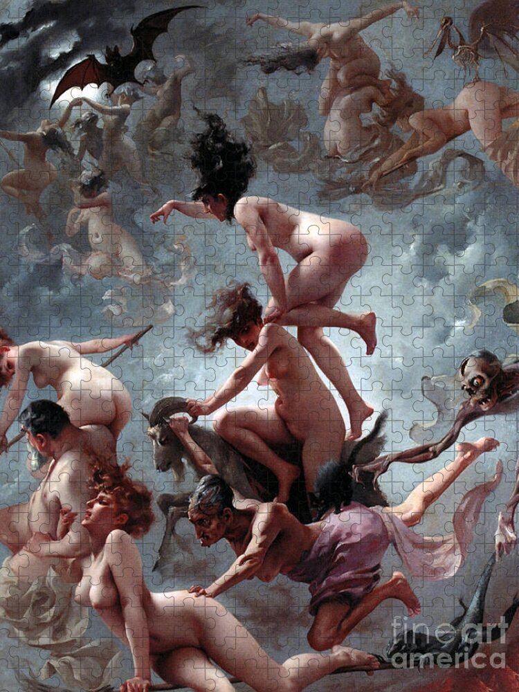 Naked Jigsaw Puzzle featuring the painting Faust's Vision by Luis Riccardo Falero