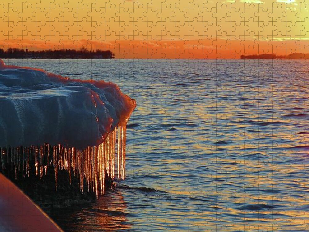 Cape Vincent Ny Jigsaw Puzzle featuring the photograph Feburary sunset Cape Vincent by Dennis McCarthy