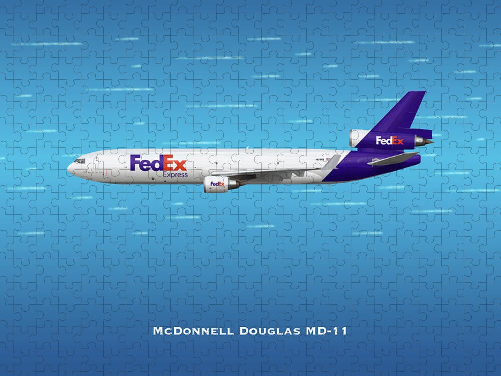 Fedex Jigsaw Puzzle featuring the digital art FedEx McDonnell Douglas MD-11 by Airpower Art