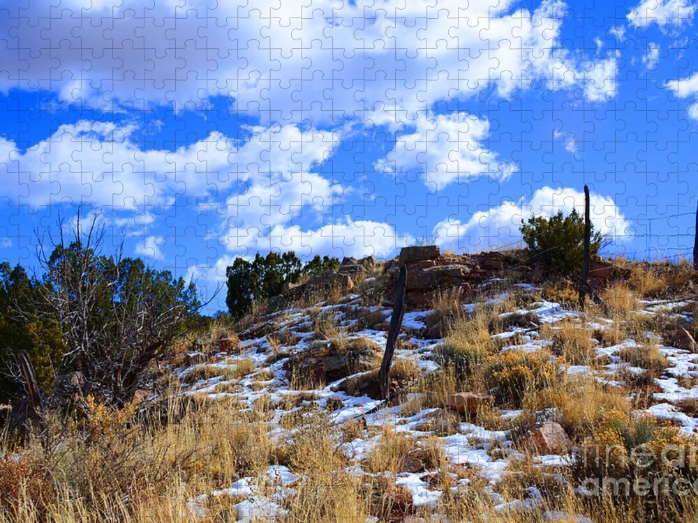 Southwest Landscape Jigsaw Puzzle featuring the photograph Fence Post by Robert WK Clark