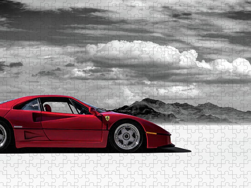 Ferrari Puzzle featuring the digital art Ferrari F40 by Douglas Pittman