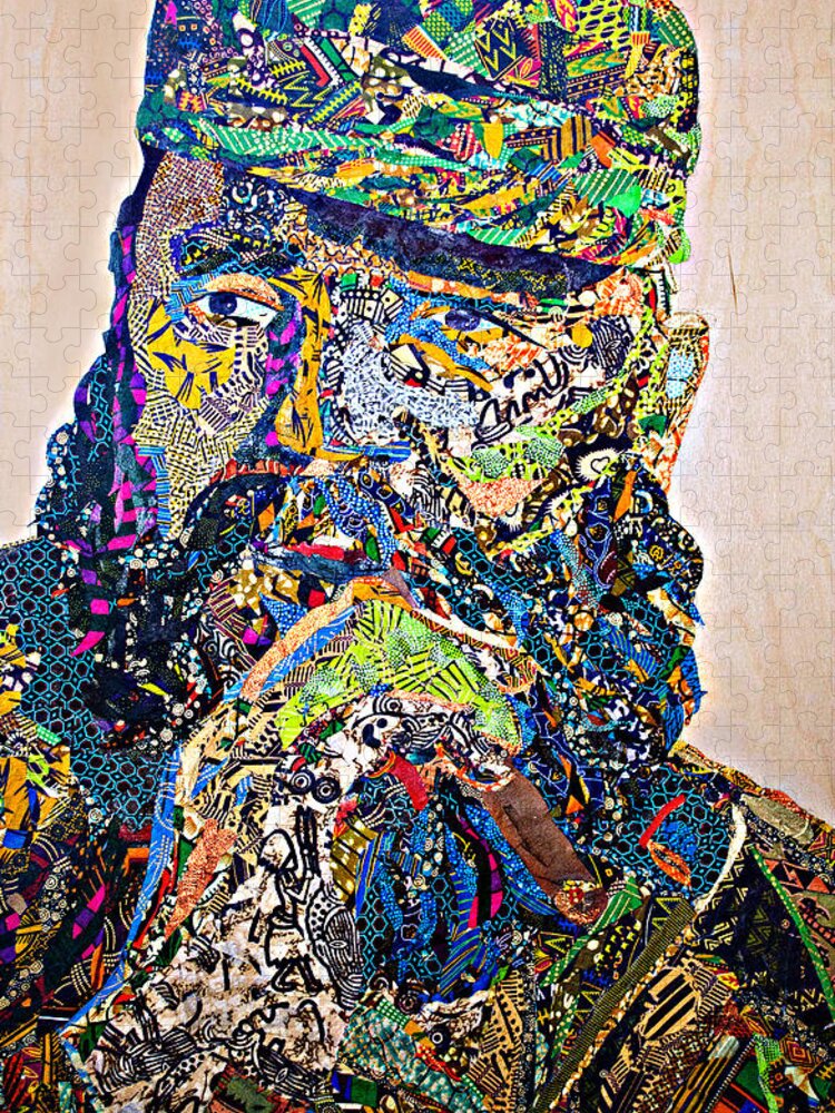 Black Icon Jigsaw Puzzle featuring the tapestry - textile Fidel El Comandante Complejo by Apanaki Temitayo M