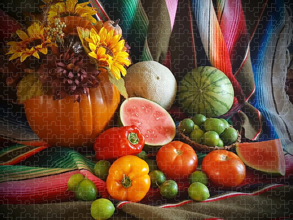 Fall Harvest Jigsaw Puzzle featuring the painting Fiesta Fall Harvest by Marilyn Smith