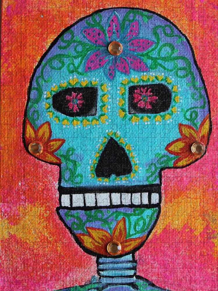 Dia De Muertos Jigsaw Puzzle featuring the painting Fiesta of Colors by Amy Gallagher