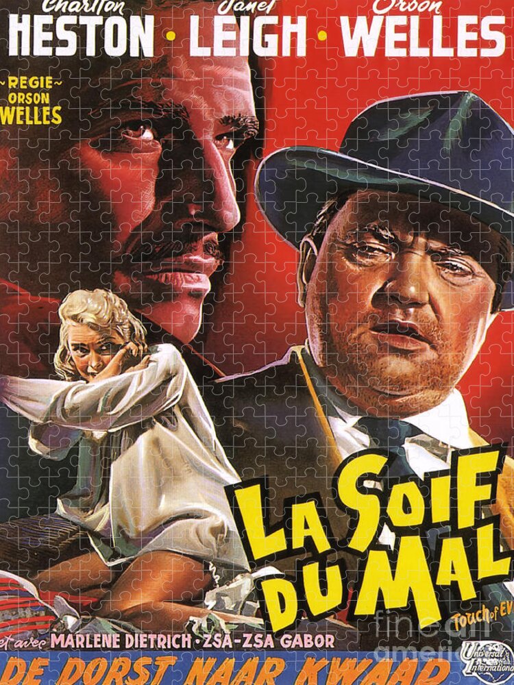 Film Noir Poster Jigsaw Puzzle featuring the painting Film Noir Poster Touch of Evil by Vintage Collectables
