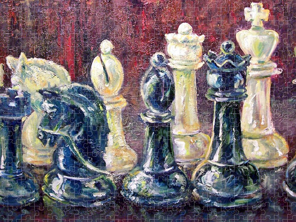 Chess Jigsaw Puzzle featuring the painting Find Your Piece by Alan Schwartz
